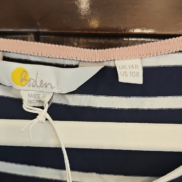 NWT - Boden Navy and White Striped Midi Dress 10 - Picture 2 of 10